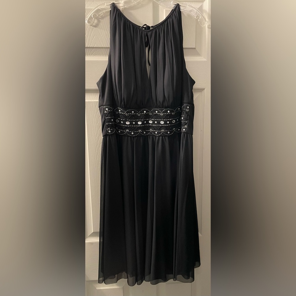 *Prom* Jessica Howard Rhinestone & Bead Embellished Black Sleeveless Formal Gown